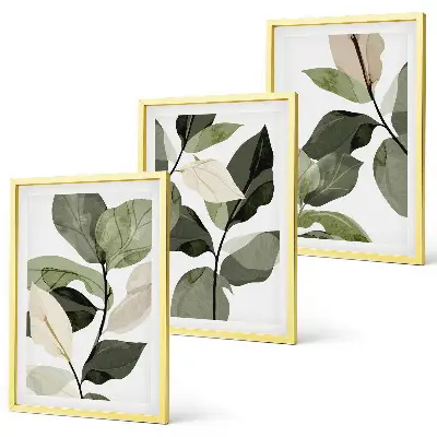 Cadre photo mural avec motif de feuilles de plantes bohèmes peintes