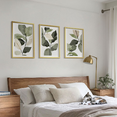 Cadre photo mural Feuilles de plantes bohèmes peintes