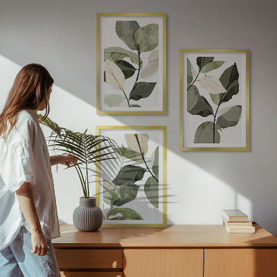 Cadre photo mural Feuilles de plantes bohèmes peintes