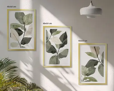 Cadre photo mural avec motif de feuilles de plantes bohèmes peintes