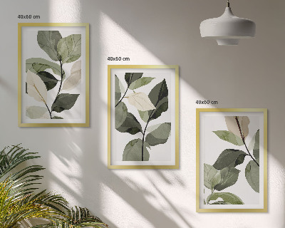 Cadre photo mural Feuilles de plantes bohèmes peintes