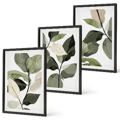 Cadre photo mural avec motif de feuilles de plantes bohèmes peintes