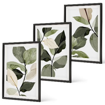 Cadre photo mural Feuilles de plantes bohèmes peintes