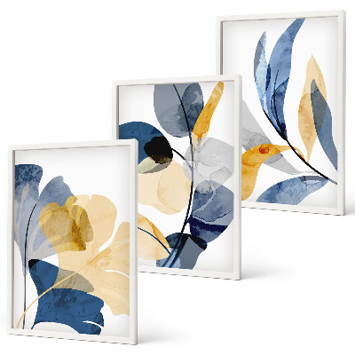 Lot de 3 tableaux pour salon Motifs végétaux à l'aquarelle