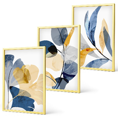 Lot de 3 tableaux pour salon Motifs végétaux à l'aquarelle