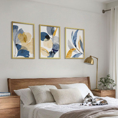 Lot de 3 tableaux pour salon Motifs végétaux à l'aquarelle