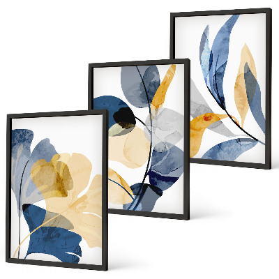 Lot de 3 tableaux pour salon Motifs végétaux à l'aquarelle