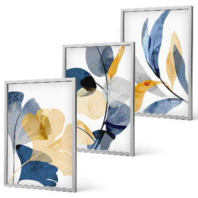 Lot de 3 tableaux pour salon Motifs végétaux à l'aquarelle