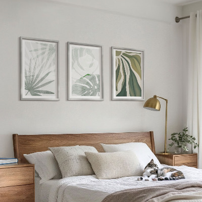 Cadre photo mural Feuilles de plantes vertes et grises
