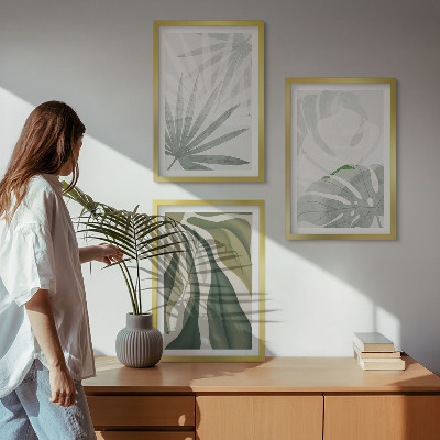 Cadre photo mural Feuilles de plantes vertes et grises