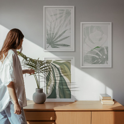 Cadre photo mural Feuilles de plantes vertes et grises