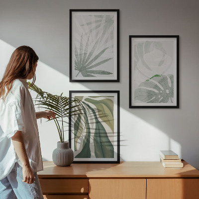 Cadre photo mural Feuilles de plantes vertes et grises