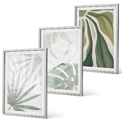 Cadre photo mural Feuilles de plantes vertes et grises