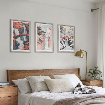 Lot de 3 tableaux pour salon Les cascades des saisons