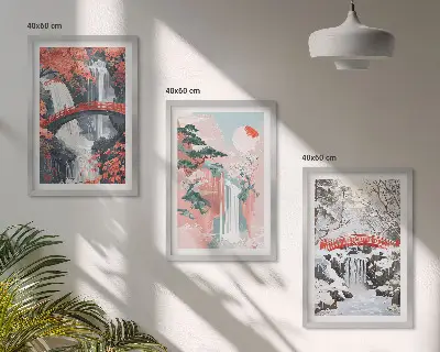 Les cascades des saisons lot de 3 tableaux pour salon