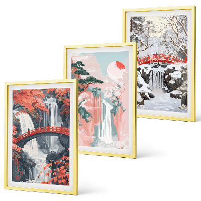 Lot de 3 tableaux pour salon Les cascades des saisons