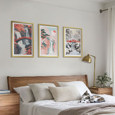Lot de 3 tableaux pour salon Les cascades des saisons