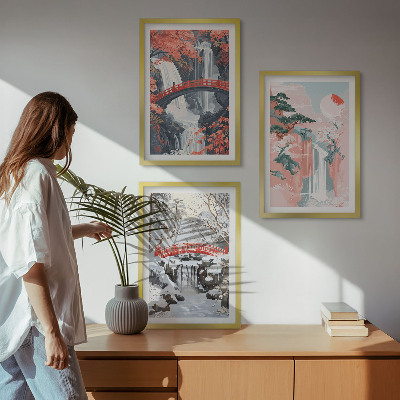 Lot de 3 tableaux pour salon Les cascades des saisons