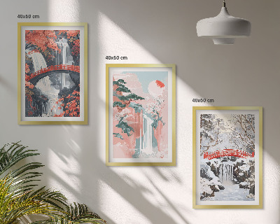 Lot de 3 tableaux pour salon Les cascades des saisons