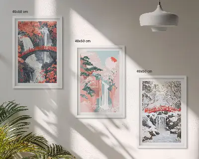 Les cascades des saisons lot de 3 tableaux pour salon