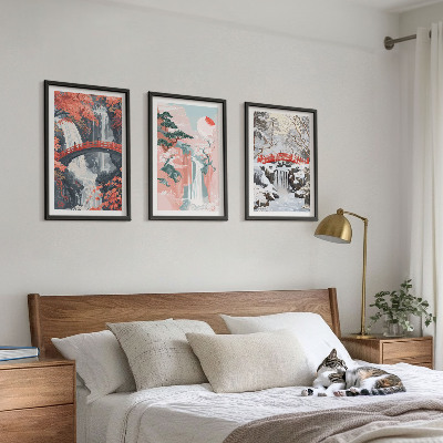 Lot de 3 tableaux pour salon Les cascades des saisons