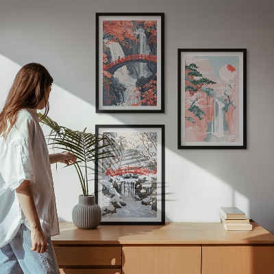 Lot de 3 tableaux pour salon Les cascades des saisons