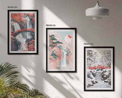 Lot de 3 tableaux pour salon Les cascades des saisons