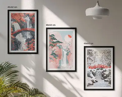 Les cascades des saisons lot de 3 tableaux pour salon