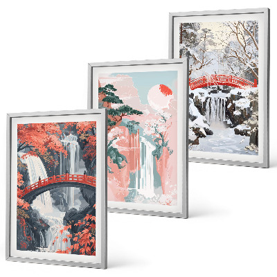 Lot de 3 tableaux pour salon Les cascades des saisons