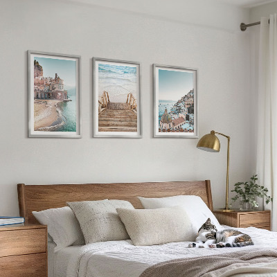 Cadre photo mural Vues estivales aux teintes pastel sur la plage