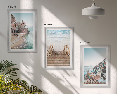 Cadre photo mural Vues estivales aux teintes pastel sur la plage