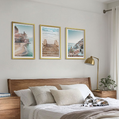 Cadre photo mural Vues estivales aux teintes pastel sur la plage