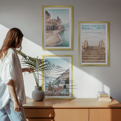 Cadre photo mural Vues estivales aux teintes pastel sur la plage