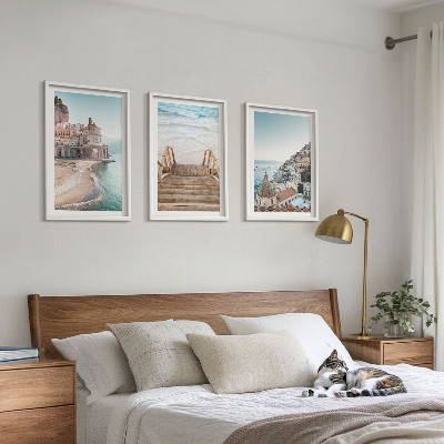 Cadre photo mural Vues estivales aux teintes pastel sur la plage