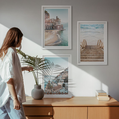 Cadre photo mural Vues estivales aux teintes pastel sur la plage
