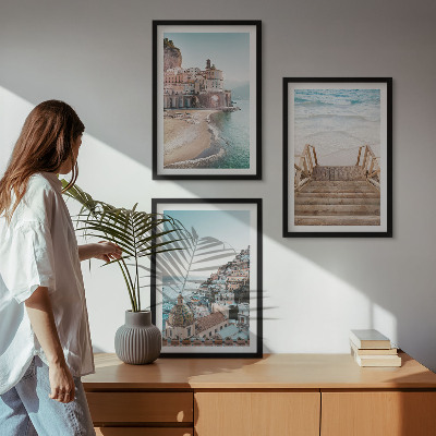 Cadre photo mural Vues estivales aux teintes pastel sur la plage