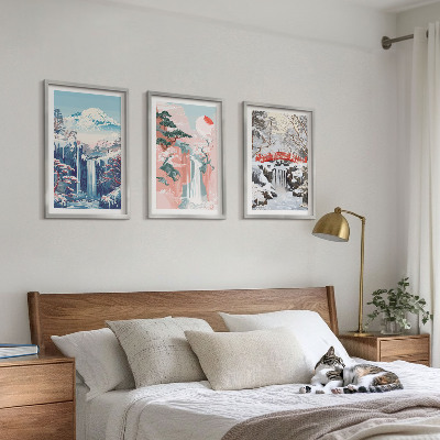 Lot de 3 tableaux pour salon Paysages de montagne cascades