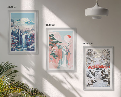 Lot de 3 tableaux pour salon Paysages de montagne cascades