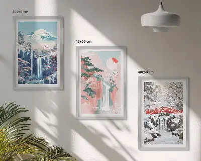 Lot de 3 tableaux pour salon représentant des paysages de montagne avec cascades