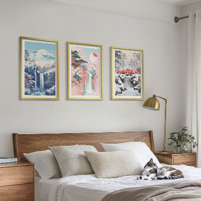 Lot de 3 tableaux pour salon Paysages de montagne cascades