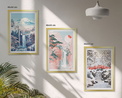 Lot de 3 tableaux pour salon Paysages de montagne cascades