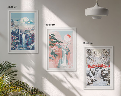 Lot de 3 tableaux pour salon Paysages de montagne cascades