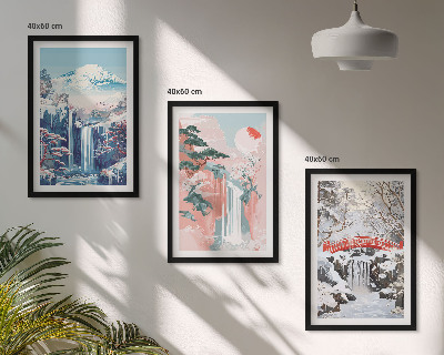 Lot de 3 tableaux pour salon Paysages de montagne cascades
