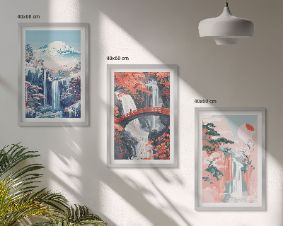 Cadre photo mural Cascades montagnes pont arbres