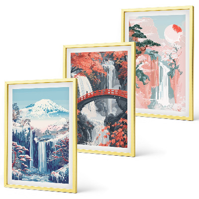 Cadre photo mural Cascades montagnes pont arbres