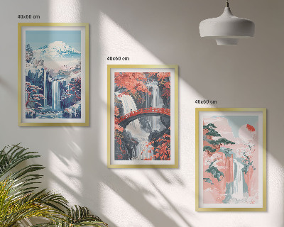Cadre photo mural Cascades montagnes pont arbres