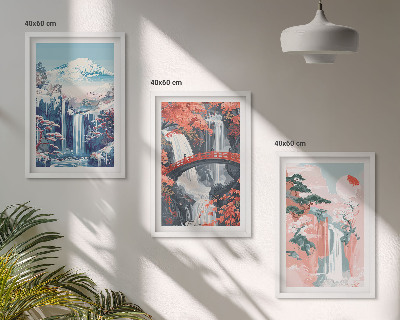 Cadre photo mural Cascades montagnes pont arbres