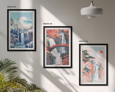 Cadre photo mural Cascades montagnes pont arbres