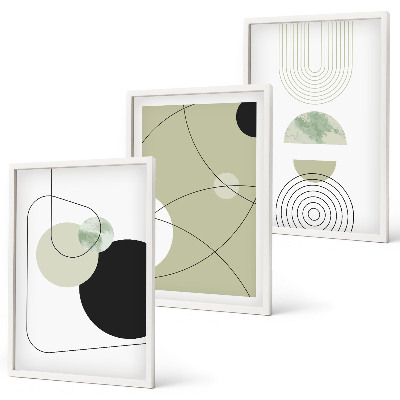 Lot de 3 tableaux pour salon Formes abstraites et couleurs