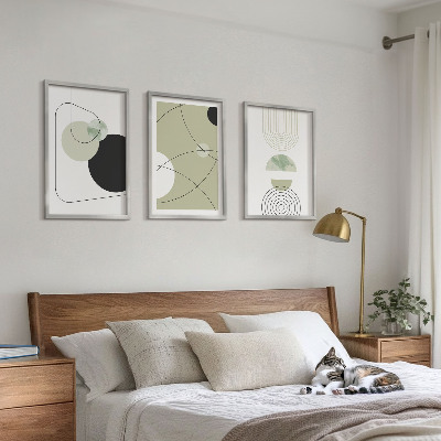 Lot de 3 tableaux pour salon Formes abstraites et couleurs